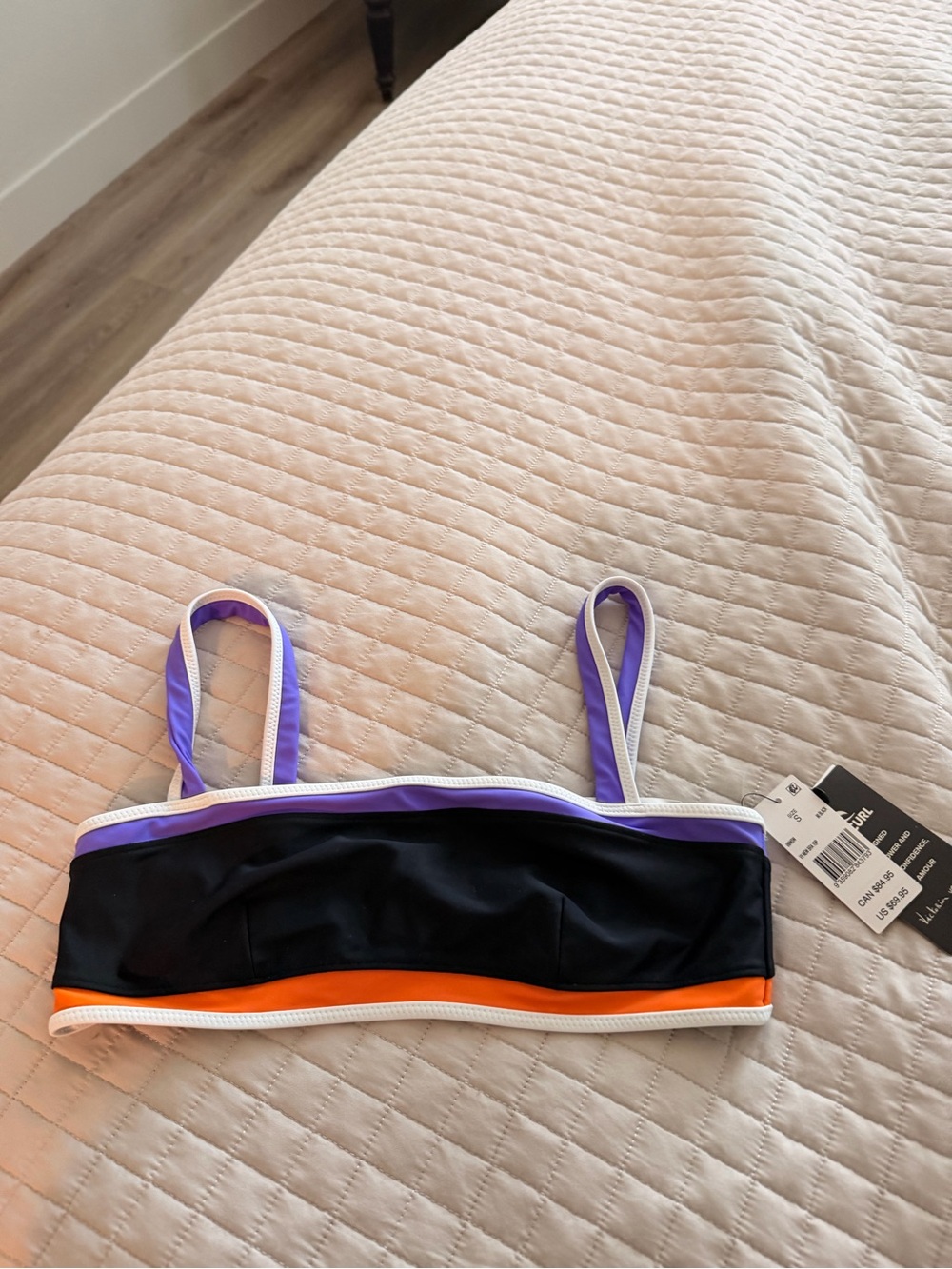 Rip Curl Black Bikini Top with Purple and Orange Trim